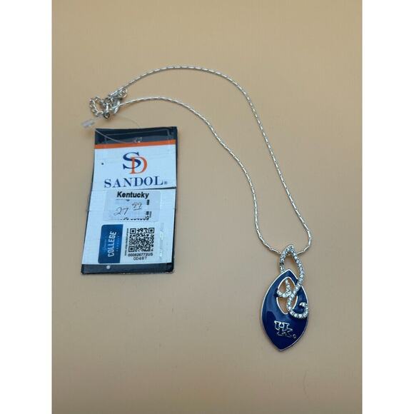 18” University of Kentucky Necklace with Blue Enamel and Rhinestone Pendant - Picture 2 of 4